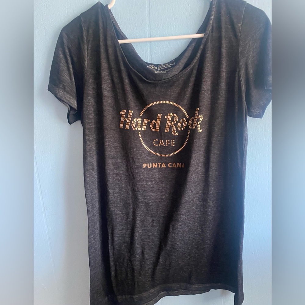 Hard Rock Cafe Black Tee with Gold Accent Logo